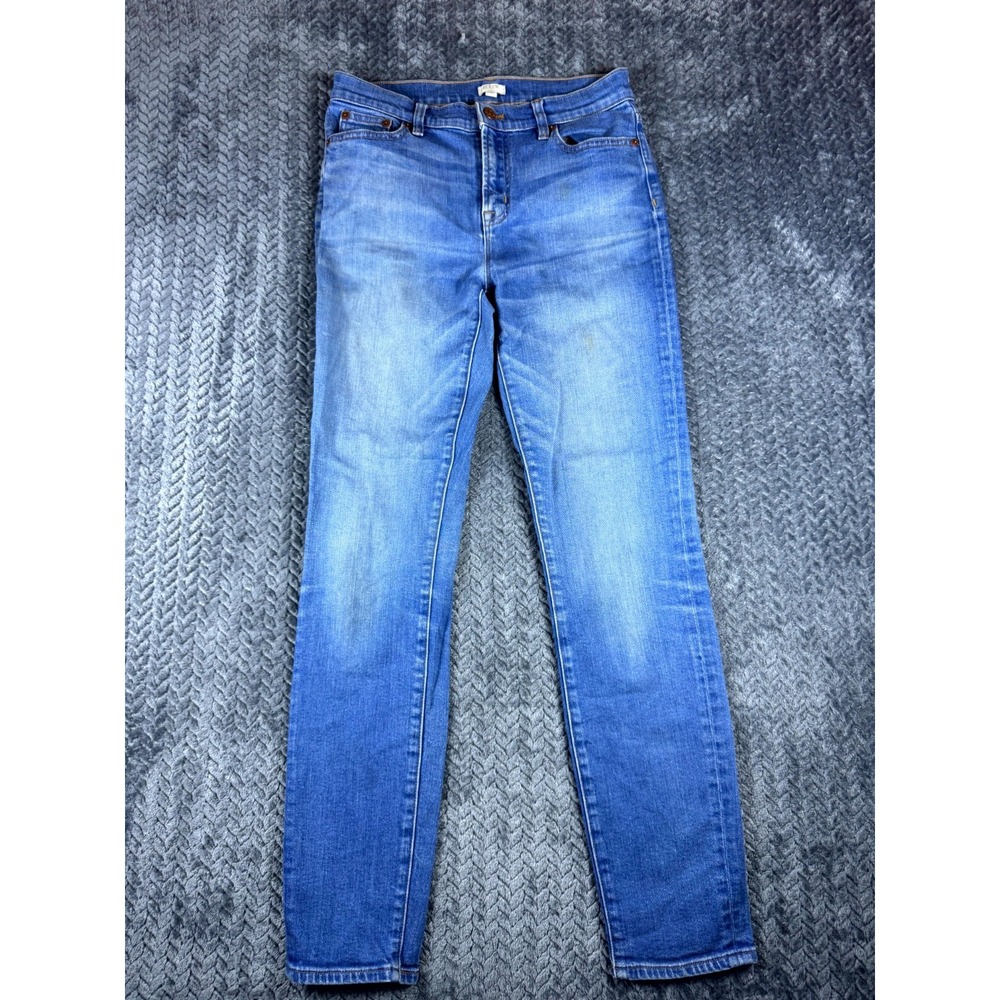 J. Crew Jeans Womens 27 Blue Denim Stretch Faded Medium Wash Mid Rise Straight
